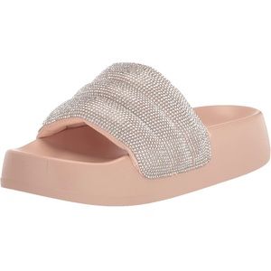 Madden Girl Ettie Women's Slide Sandals Blush Pink Team Rhinestone Platform 11